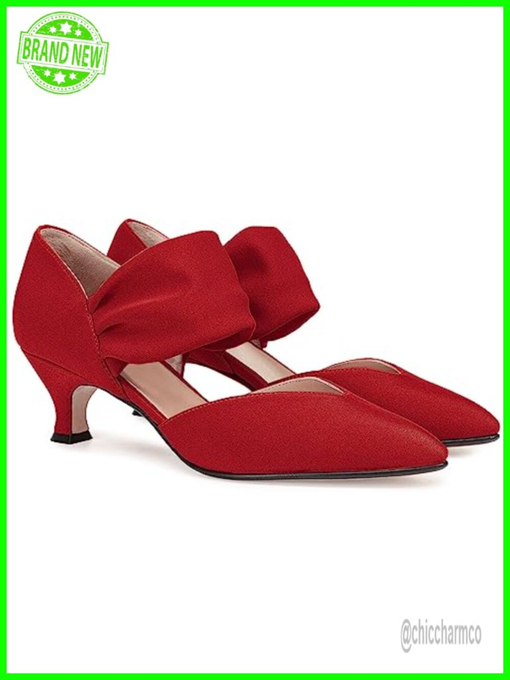 Women's Low Kitten Heel Dress Shoes Pointed Toe Slip On Ankle Strap Cutout